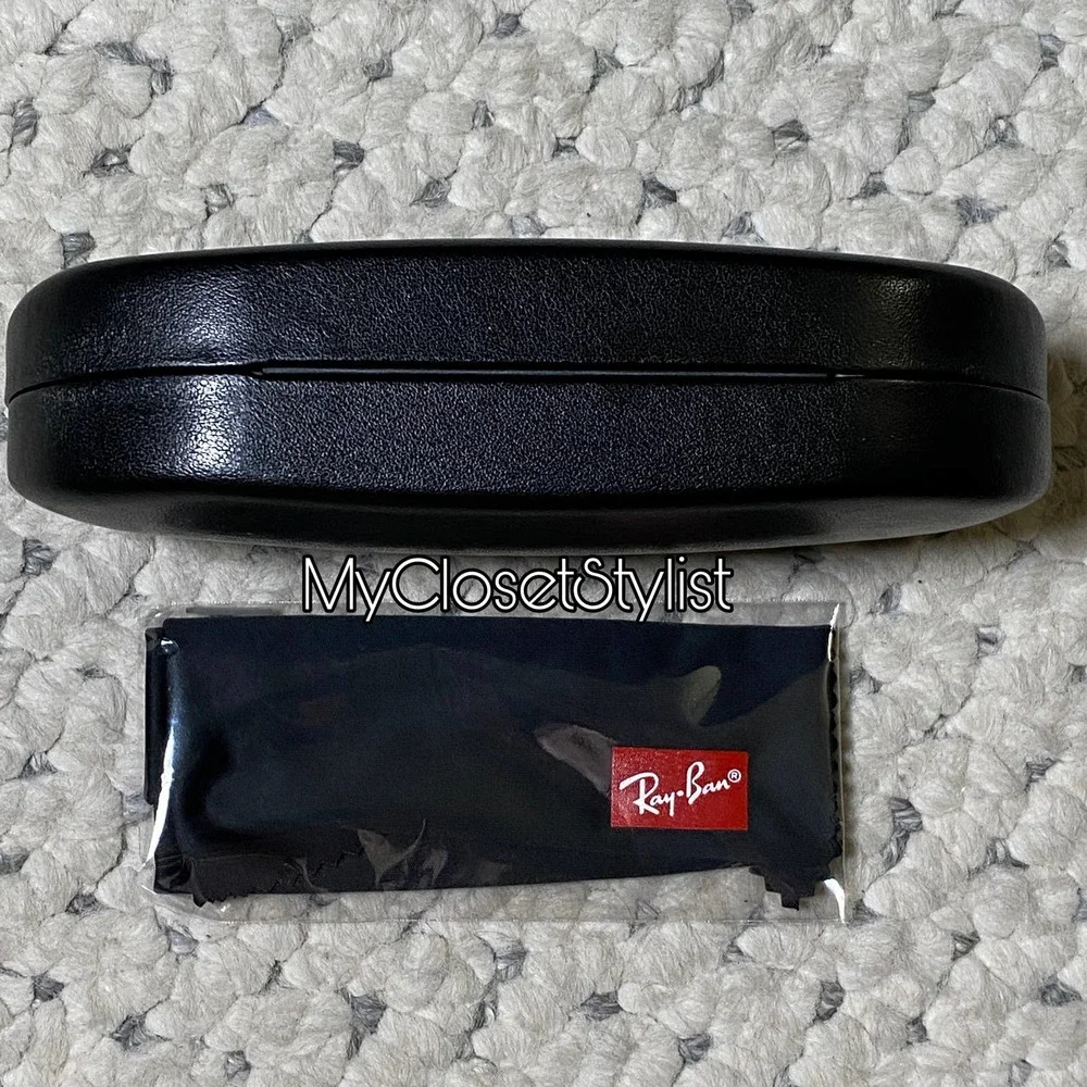 RAY-BAN Black Sunglasses Case + Cleaning Cloth NEW & Authentic